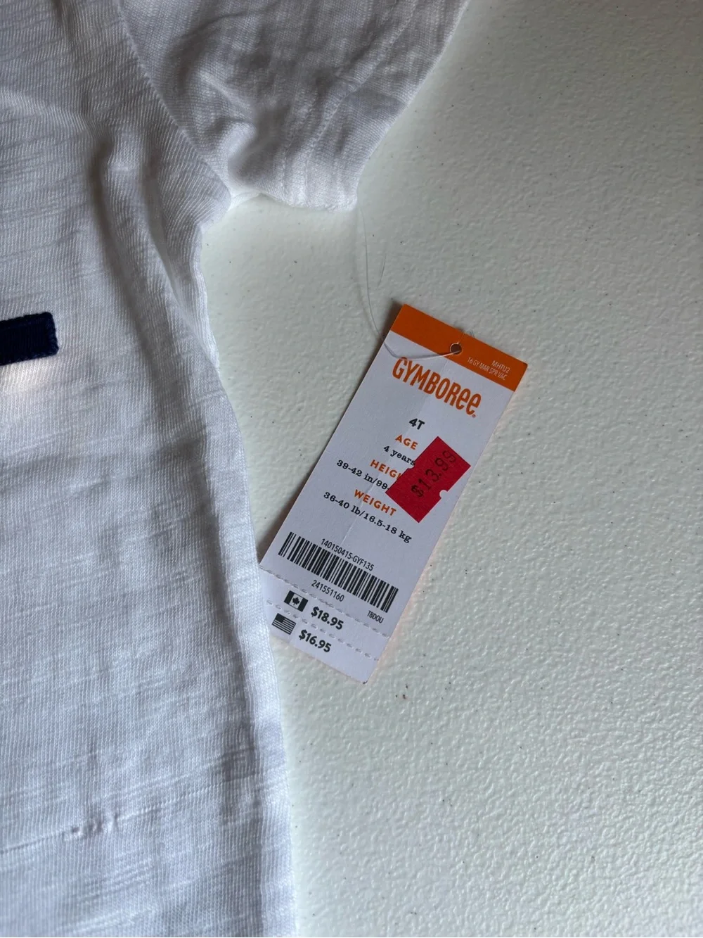 Gymboree White Tee with Navy 